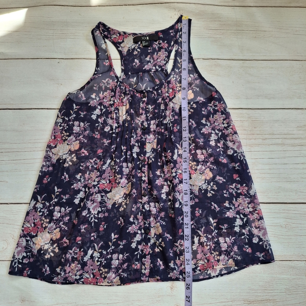Forever 21 Sheer Sleeveless Blouse Size Small Floral Fairycore Festival Top - Picture 6 of 8